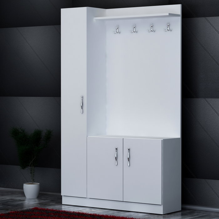 Hanah Home Recibidor Blanco con Estantes Hanah Home Recibidor Blanco con Estantes